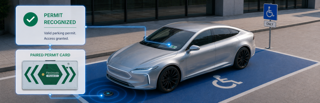 Accessible parking bay protected by an IoT sensor and digital permit